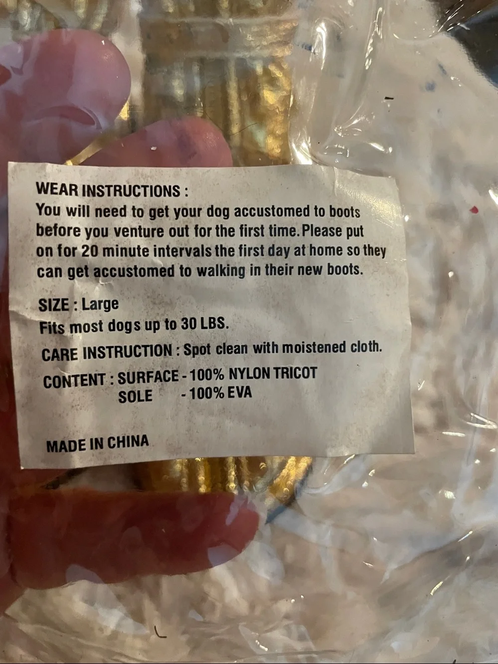 New- Metallic Gold Dog Boots with Front Zipper Large up to 30lbs